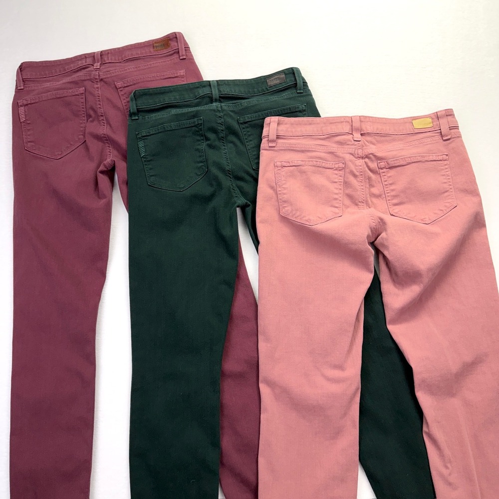 Paige Verdugo Skinny Jeans Bundle Size 28 Burgundy Green Pink 3 Pairs